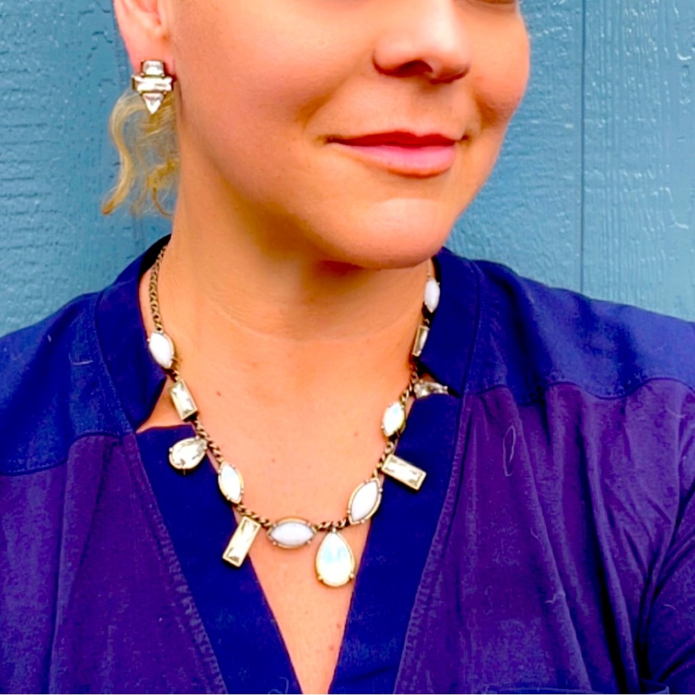 Vintage Silpada Antiqued KR Crystals and Cabochons Station Necklace & Earrings